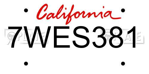 7WES381 California License Plate