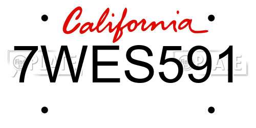 7WES591 California License Plate
