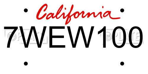 7WEW100 California License Plate