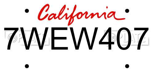 7WEW407 California License Plate