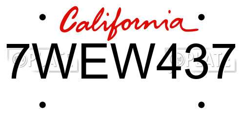7WEW437 California License Plate