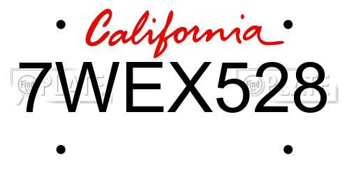 7WEX528 California License Plate