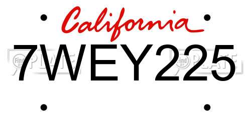 7WEY225 California License Plate