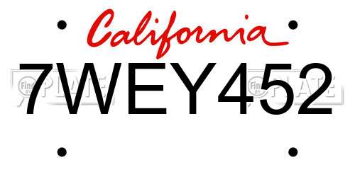 7WEY452 California License Plate
