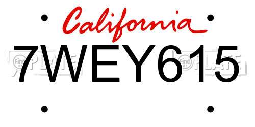 7WEY615 California License Plate