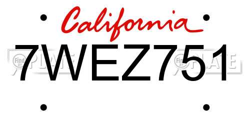 7WEZ751 California License Plate