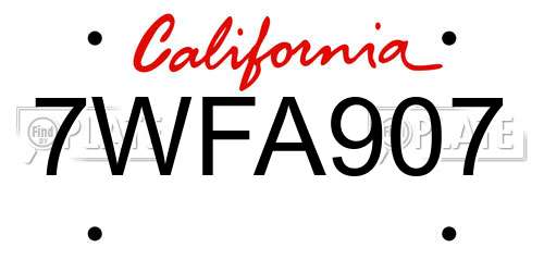 7WFA907 California License Plate