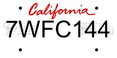 7WFC144 California License Plate