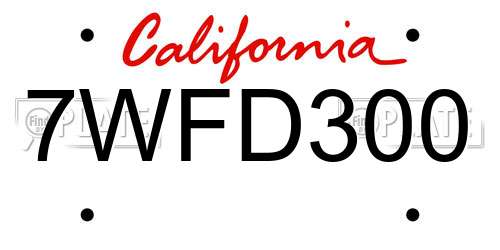 7WFD300 California License Plate