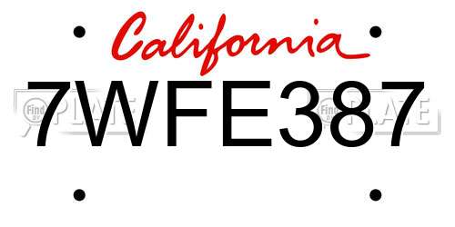 7WFE387 California License Plate