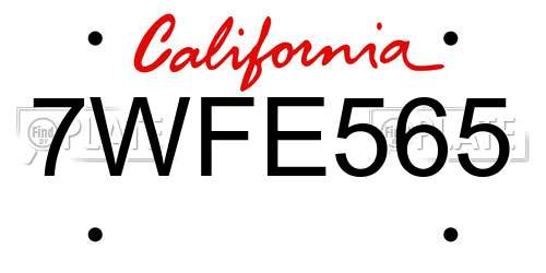 7WFE565 California License Plate