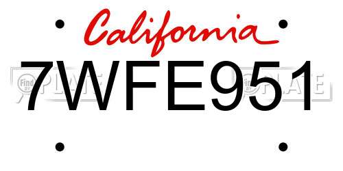 7WFE951 California License Plate