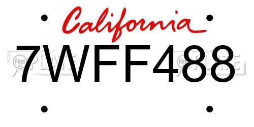 7WFF488 California License Plate