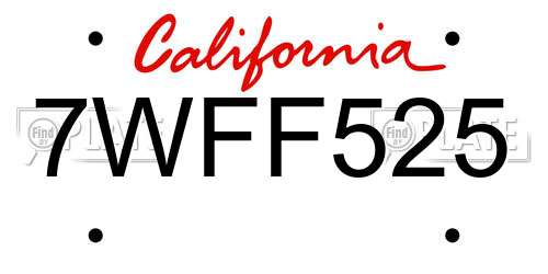 7WFF525 California License Plate