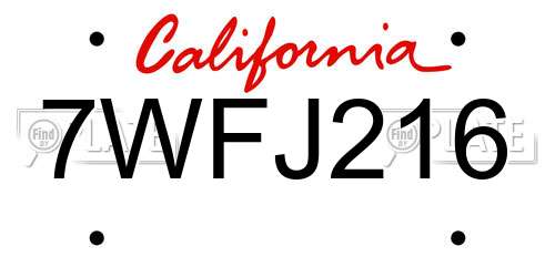 7WFJ216 California License Plate