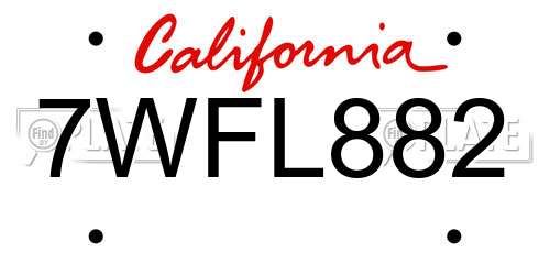 7WFL882 California License Plate