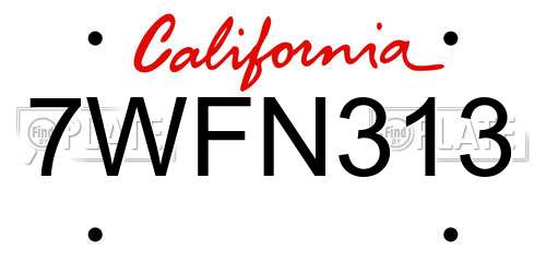 7WFN313 California License Plate