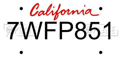 7WFP851 California License Plate