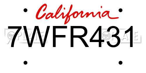 7WFR431 California License Plate