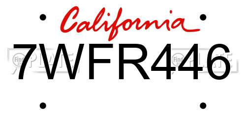 7WFR446 California License Plate
