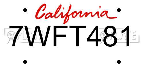 7WFT481 California License Plate