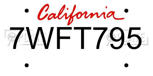 7WFT795 California License Plate