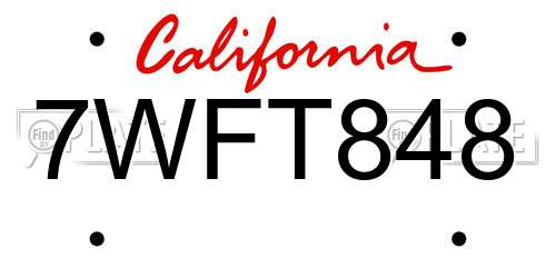 7WFT848 California License Plate