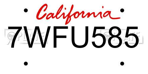 7WFU585 California License Plate