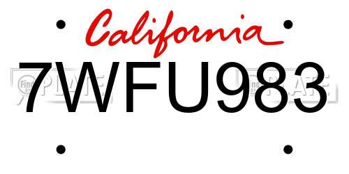 7WFU983 California License Plate