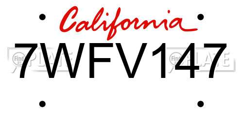 7WFV147 California License Plate