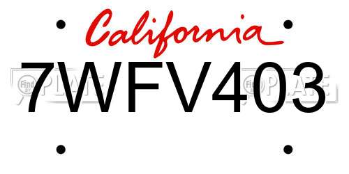 7WFV403 California License Plate
