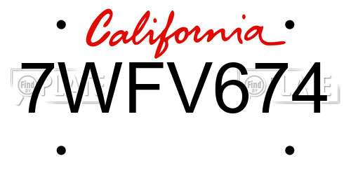 7WFV674 California License Plate
