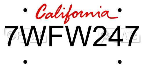7WFW247 California License Plate