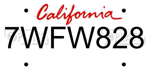 7WFW828 California License Plate