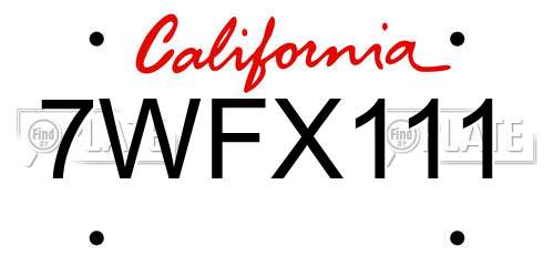 7WFX111 California License Plate