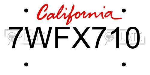 7WFX710 California License Plate