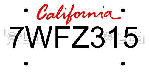 7WFZ315 California License Plate