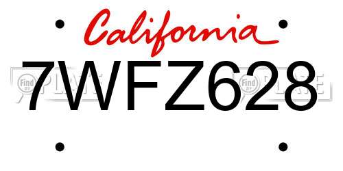 7WFZ628 California License Plate