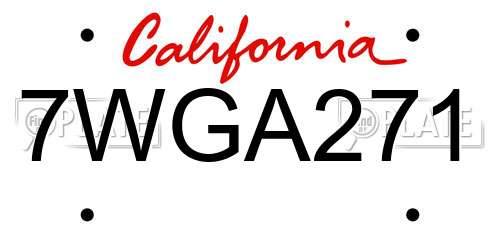 7WGA271 California License Plate