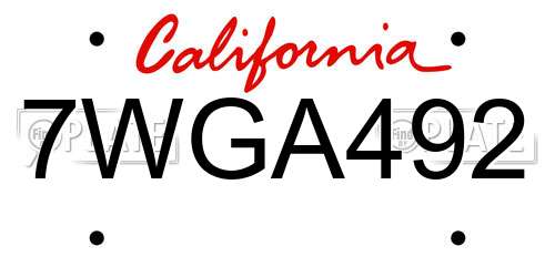 7WGA492 California License Plate