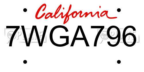 7WGA796 California License Plate