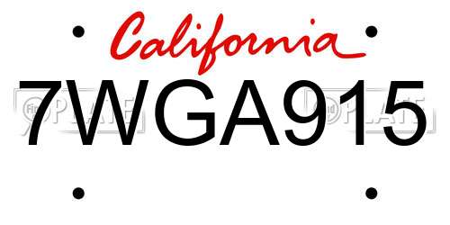 7WGA915 California License Plate