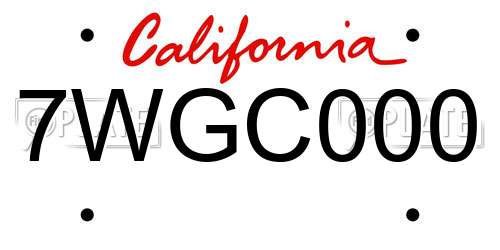 7WGC000 California License Plate