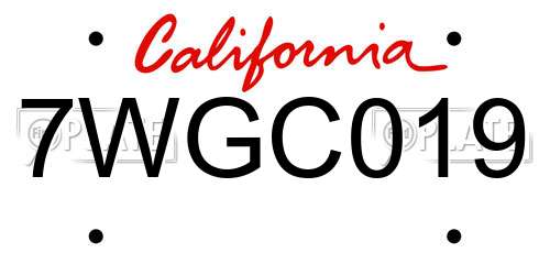 7WGC019 California License Plate