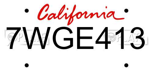 7WGE413 California License Plate