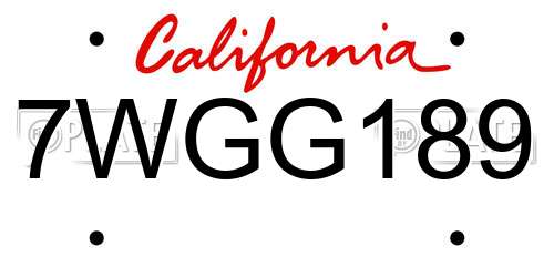 7WGG189 California License Plate