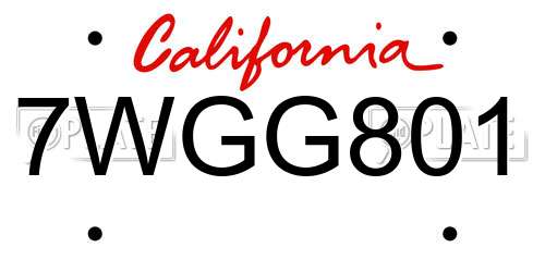 7WGG801 California License Plate