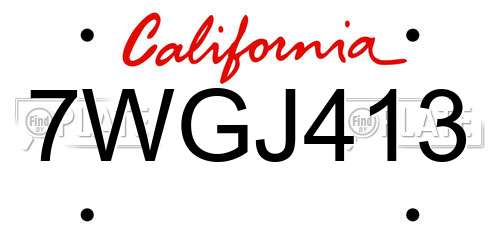 7WGJ413 California License Plate