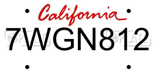 7WGN812 California License Plate