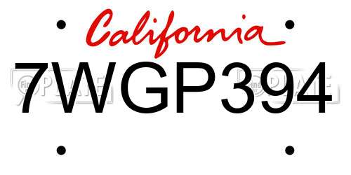 7WGP394 California License Plate